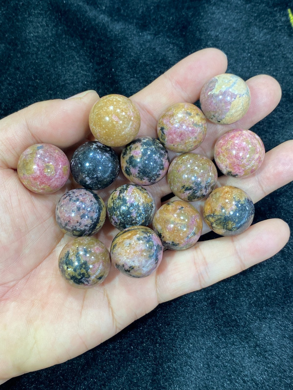 5pc Natural rhodonite jasper Sphere Quartz Crystal Carved 20mm ball healing gift