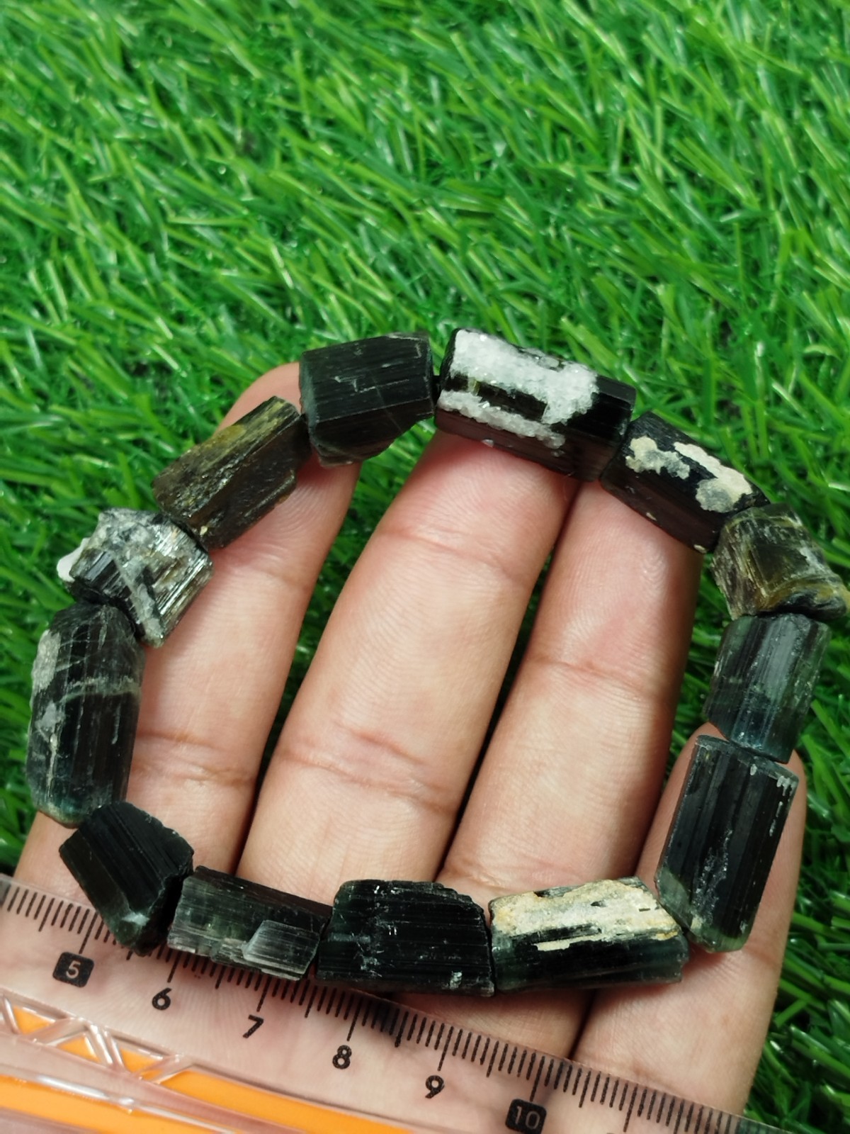 52 Grams Green Cap Tourmaline Stackable Bracelet From Skardu Pakistan