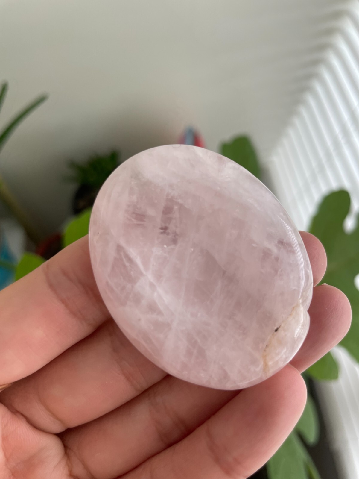 ONE Rose Quartz Palm Worry Stone (Intuitive Pick) – Approx. 2″ long
