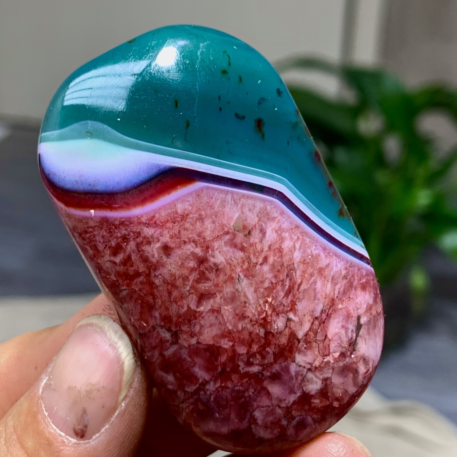 84G Natural colorful agate stripe Crystal mineral oval-shaped form
