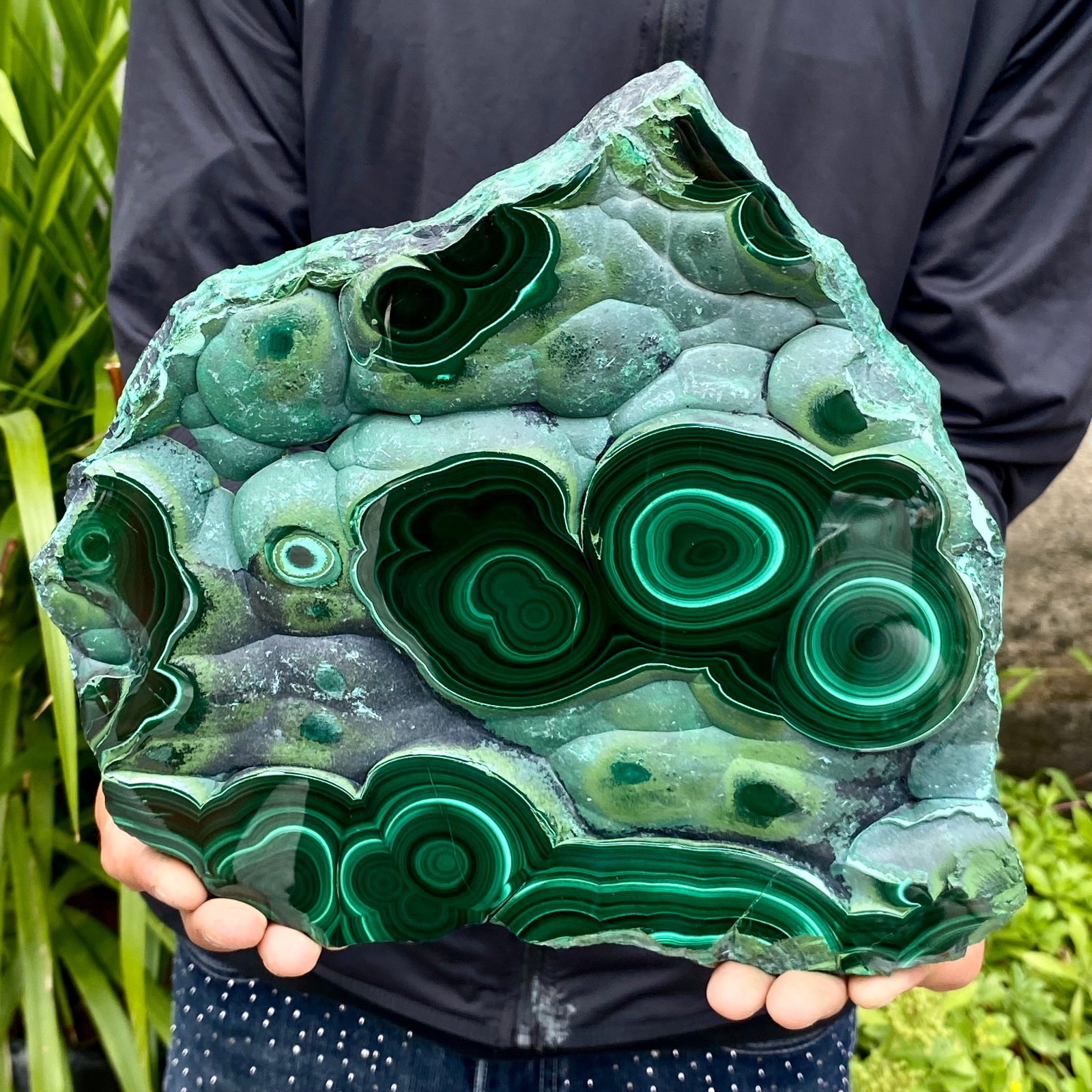 4.67LB Natural malachite slice quartz crystal luster mineral specimen