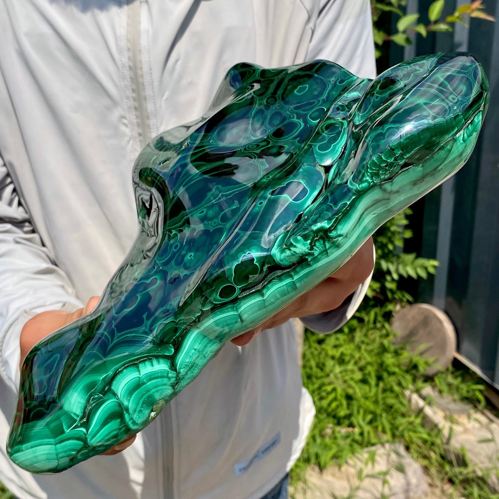 9.25LB Large Natural glossy Malachite transparent cluster rough mineral sample