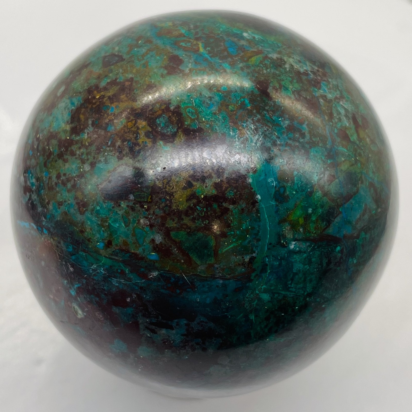 Chrysocolla 444g Sphere | 2 5/8″ | Dark Green Blue | 1 Collector’s Item |