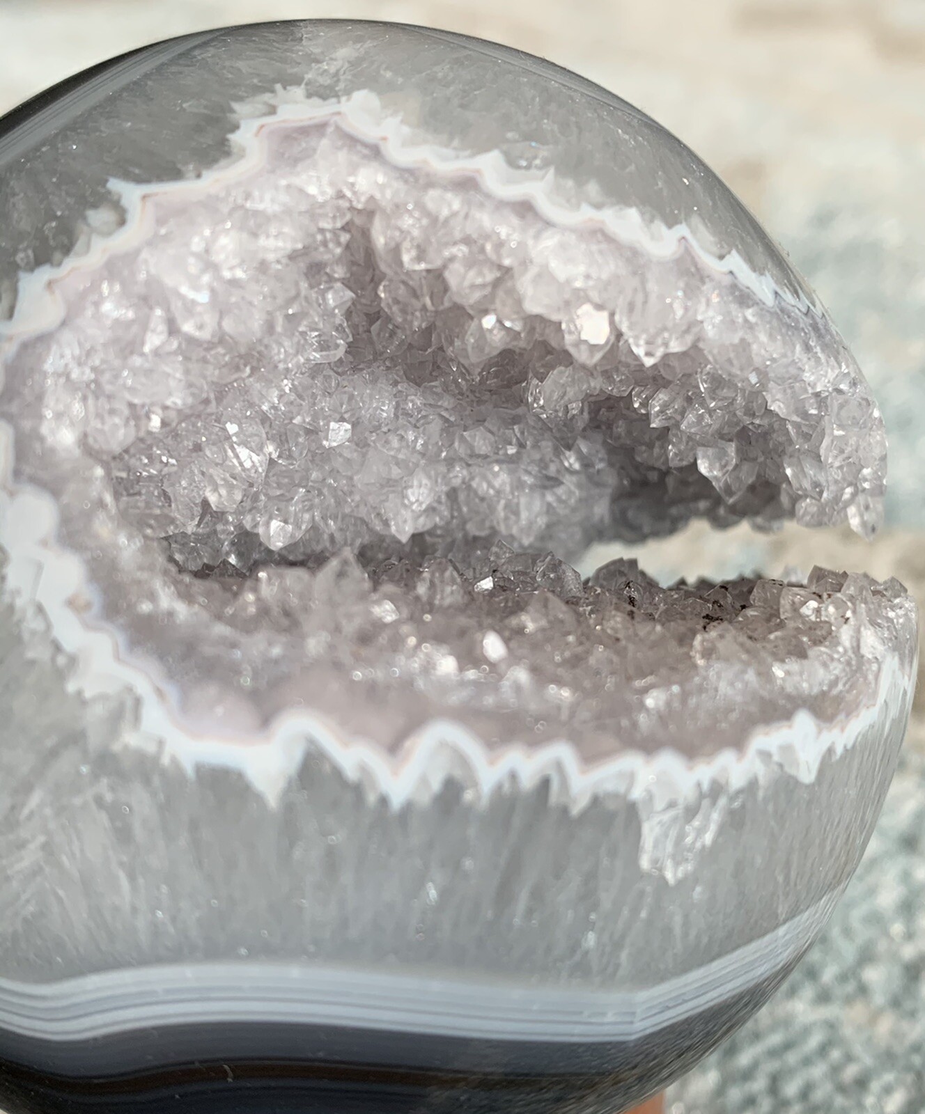 3in Agate Crystal Geode Sphere