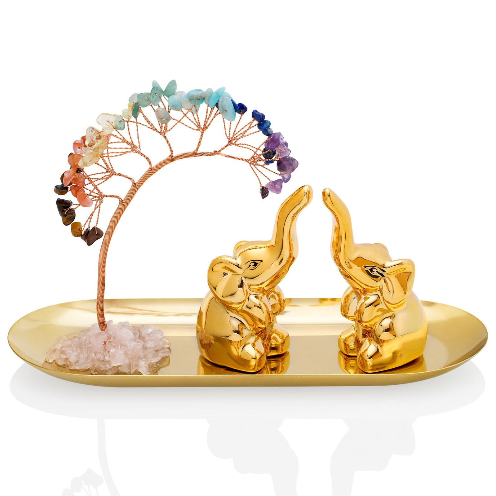 7 Chakra Healing Crystal Tree Ceramic A Pair Elephant Decor Elephant Gifts fo…