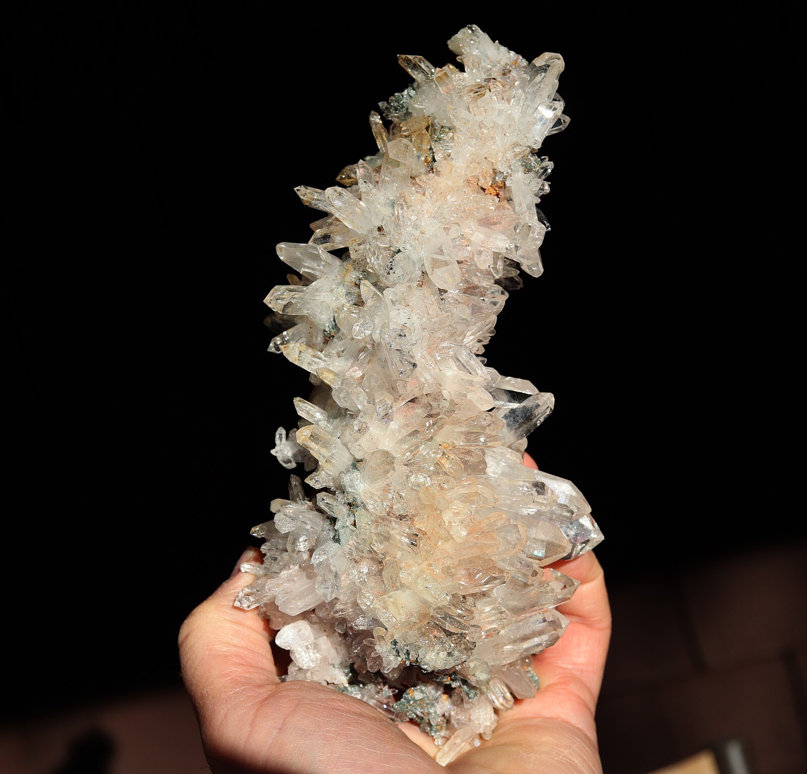 8 inch Colombian Quartz cluster. Alto de Cruces Mine, Colombia