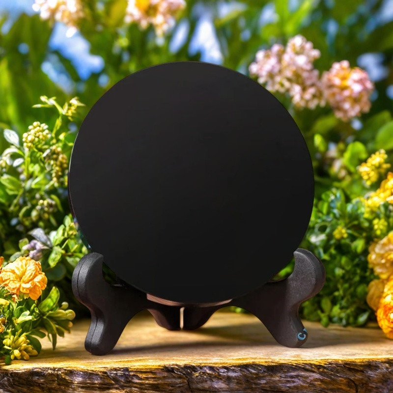 Scrying Mirror Polished Black Obsidian Crystal Healing Energy Art Decor Gifts