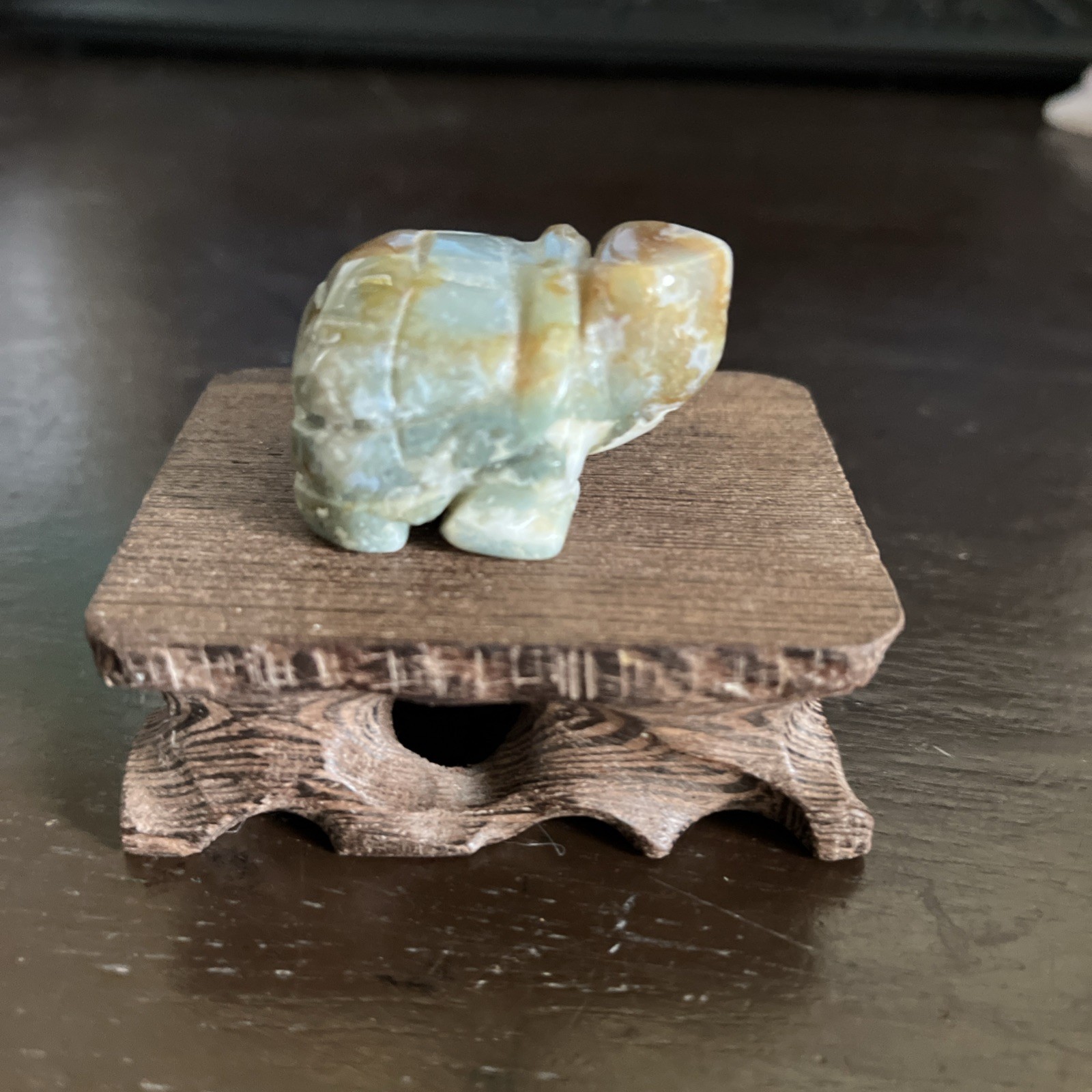 Hand Carved Stone Moss Agate Tortoise 1.8 Inch New