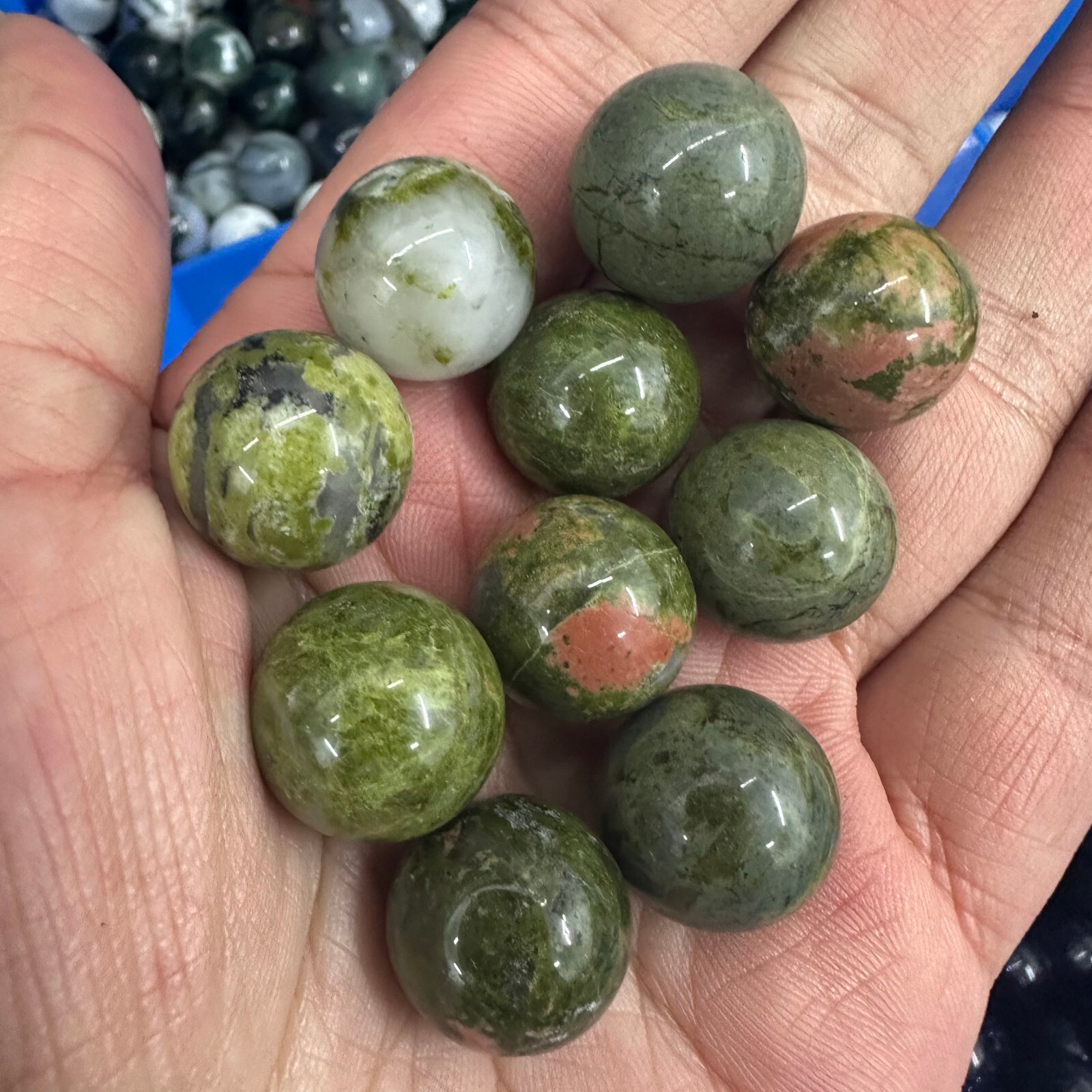 5PC Natural Unakite Ball Quartz Crystal Sphere Energy Healing Stone Gift