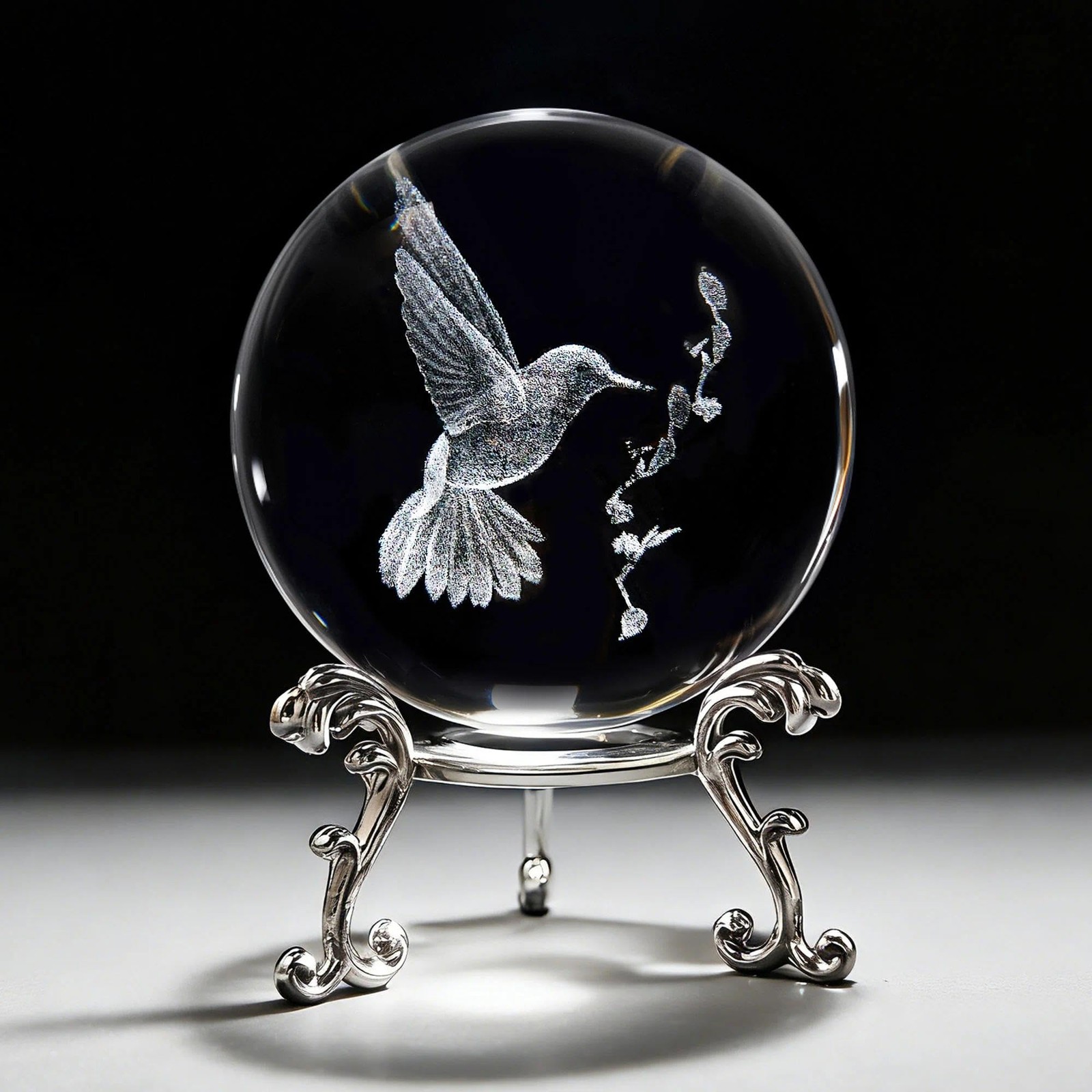 HDCRYSTALGIFTS 3D Hummingbird Crystal Ball 60mm – Laser 2.36inch, Clear