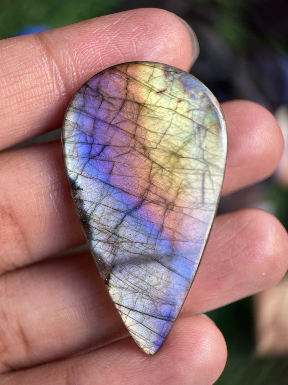48 MM Spectrum Labradorite Palm Pocket Stone Crystal Gemstone Specimen 9.50 g