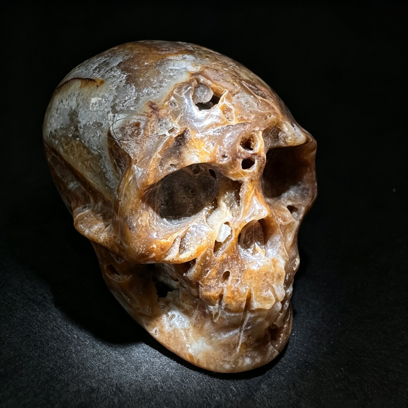 1.6in Crystal Skull, Hand Carved Pitted Sphalerite Natural Collectible Decor