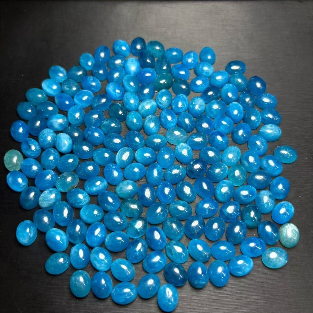 New natural blue phosphorite oval ring bezel, size: 10x12mm