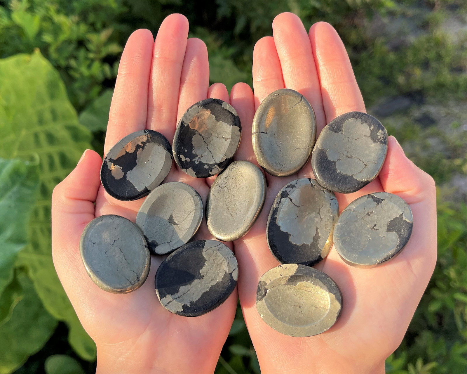 Pyrite Worry Stone (Polished Pyrite Crystal Gemstone, Pyrite Pocket Palm Stone)