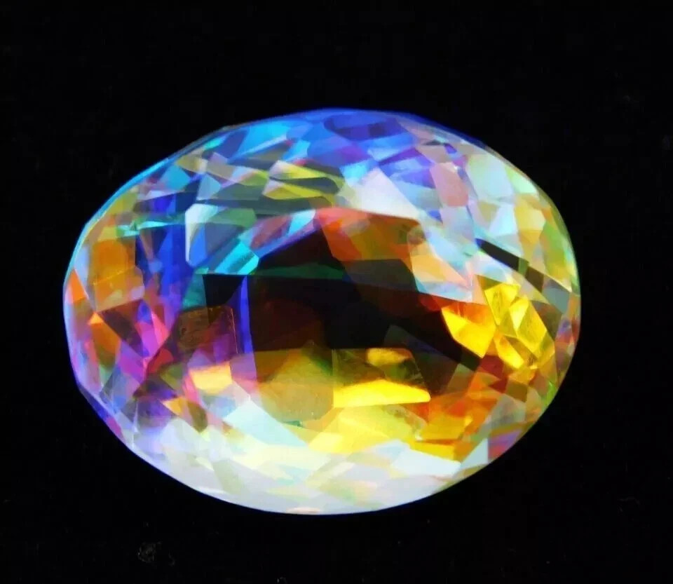 AAA 52Ct+ Loose Gemstone Natural Rainbow Mystic Topaz Certified Oval Cut