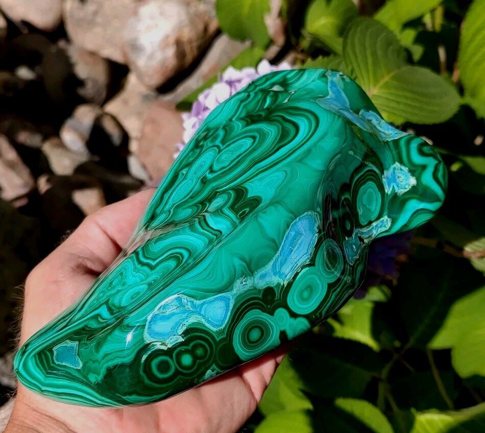 GORGEOUS CHRYSCOLLA -MALACHITE NATURAL MINERAL, POLISHED SHOW PIECE 3LBS 14OZ