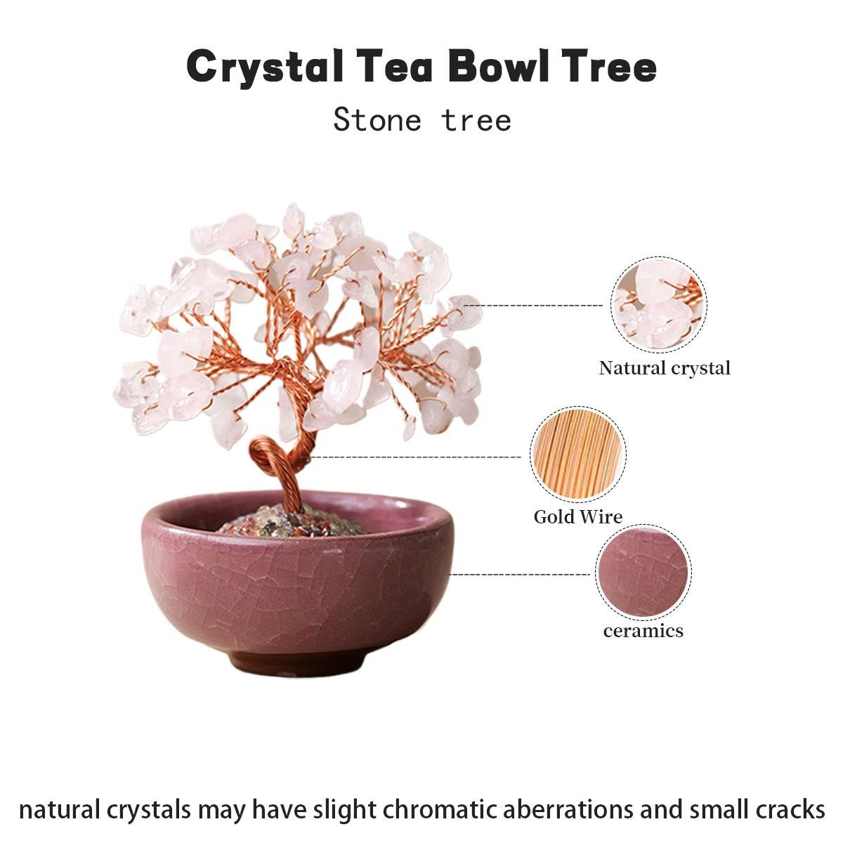 Natural Crystal Money Tree Copper Wire Feng Shui Home Decor Energy Stone
