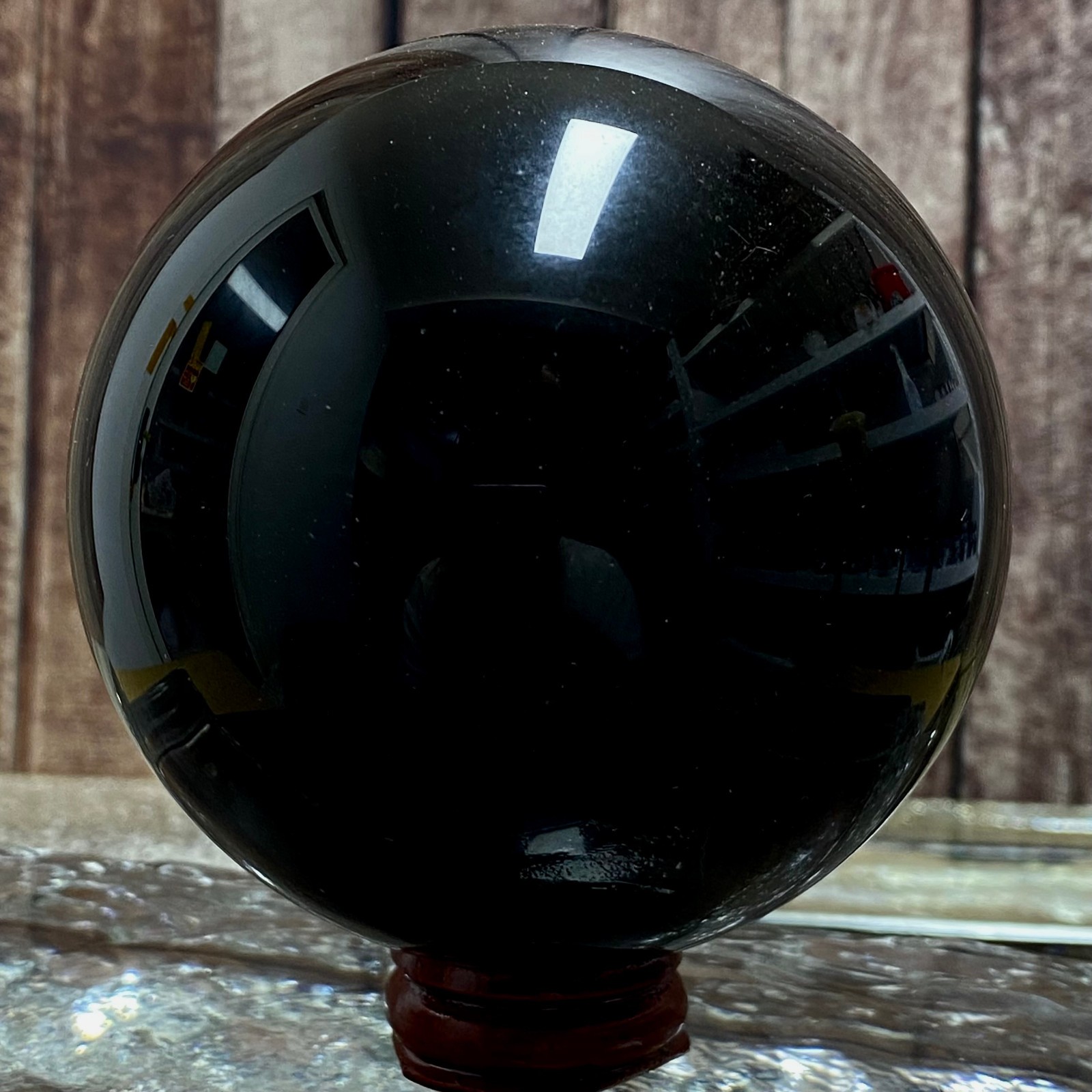 Natural Obsidian Crystal Ball – Polished Black Sphere for Home Decor 935 g