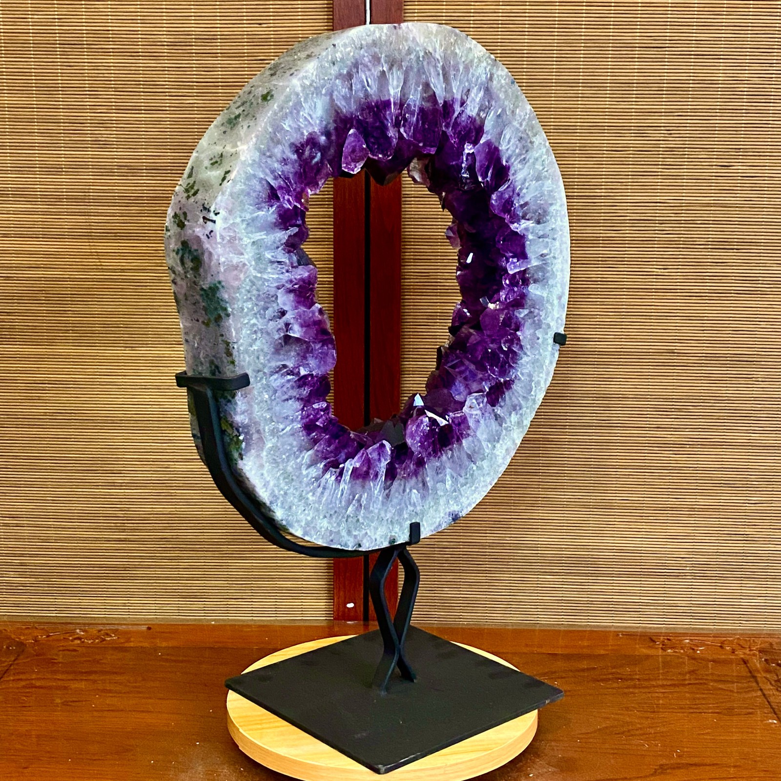 28.4LB Natural Amethyst Cave Crystal Slice Crescent shaped Hand Cut Repai