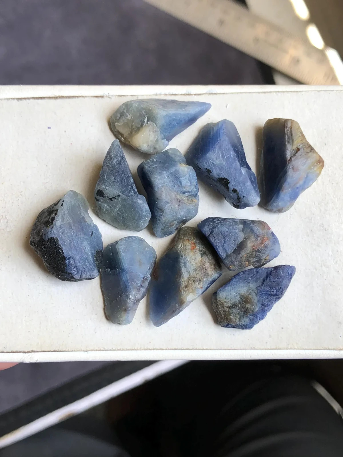 Natural Sapphire Rough Lot, 10 Pieces Raw Blue Sapphire Crystal, 197.15 Ct