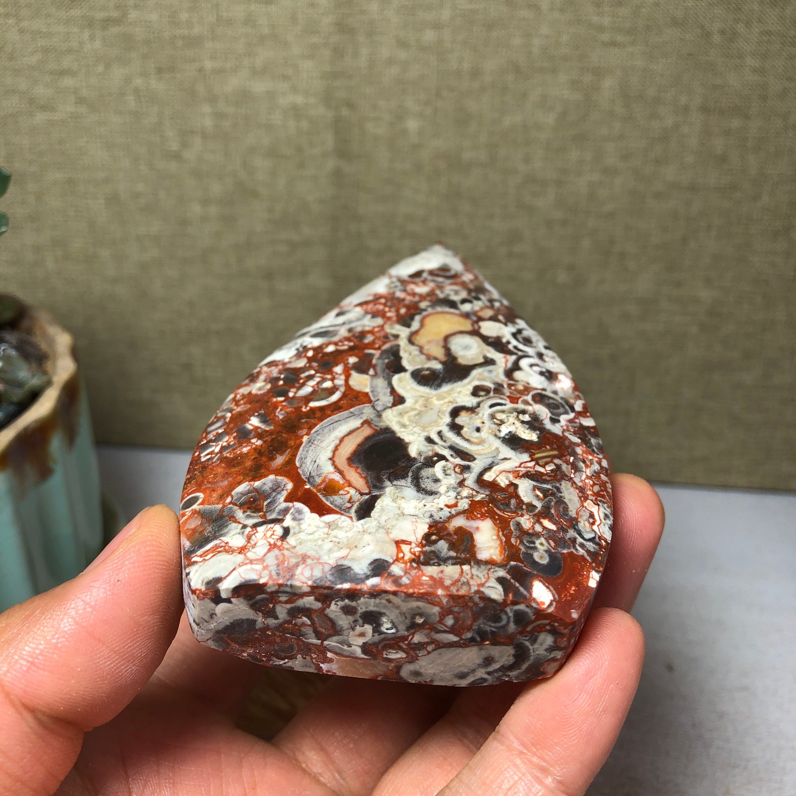 Natural l Indonesian Bloodstone agate point leaf Crystal specimens 173g A4931