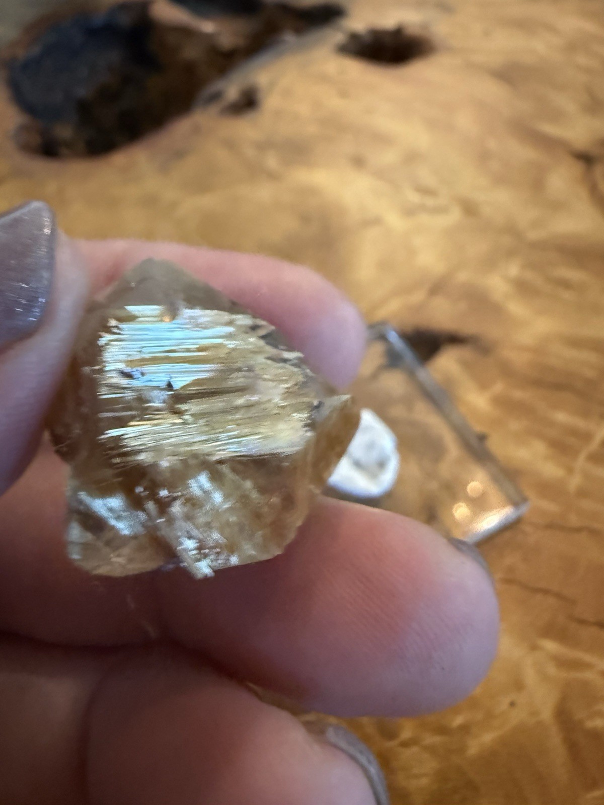 Raw Rutilated Quartz Mineral Specimen From Bahia Brazil 12.7g With Acrylic Base