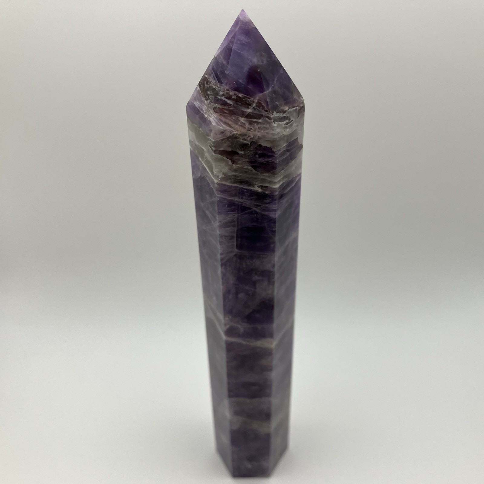 181mm XL .53 LB Brazil Amethyst Quartz Crystal Tower Gemstone Pillar Point, 240g
