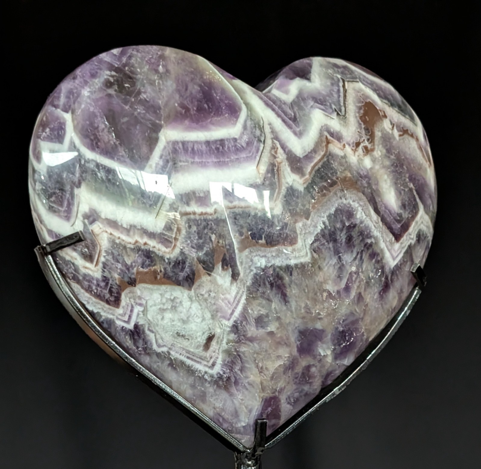 Chevron Amethyst Heart Carving Dream Large Big Crystal Gemstone Chakra