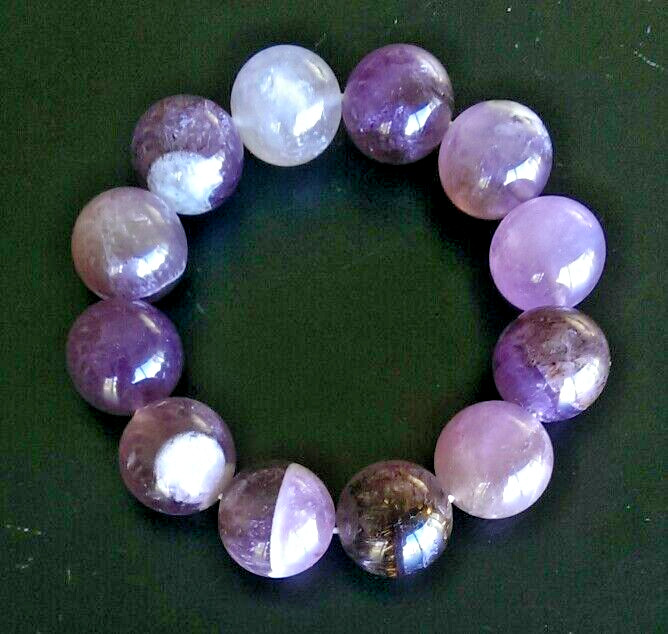 HUGE 16MM AURALITE 23 Crystal Bracelet Cacoxenite Amethyst Quartz Super Seven