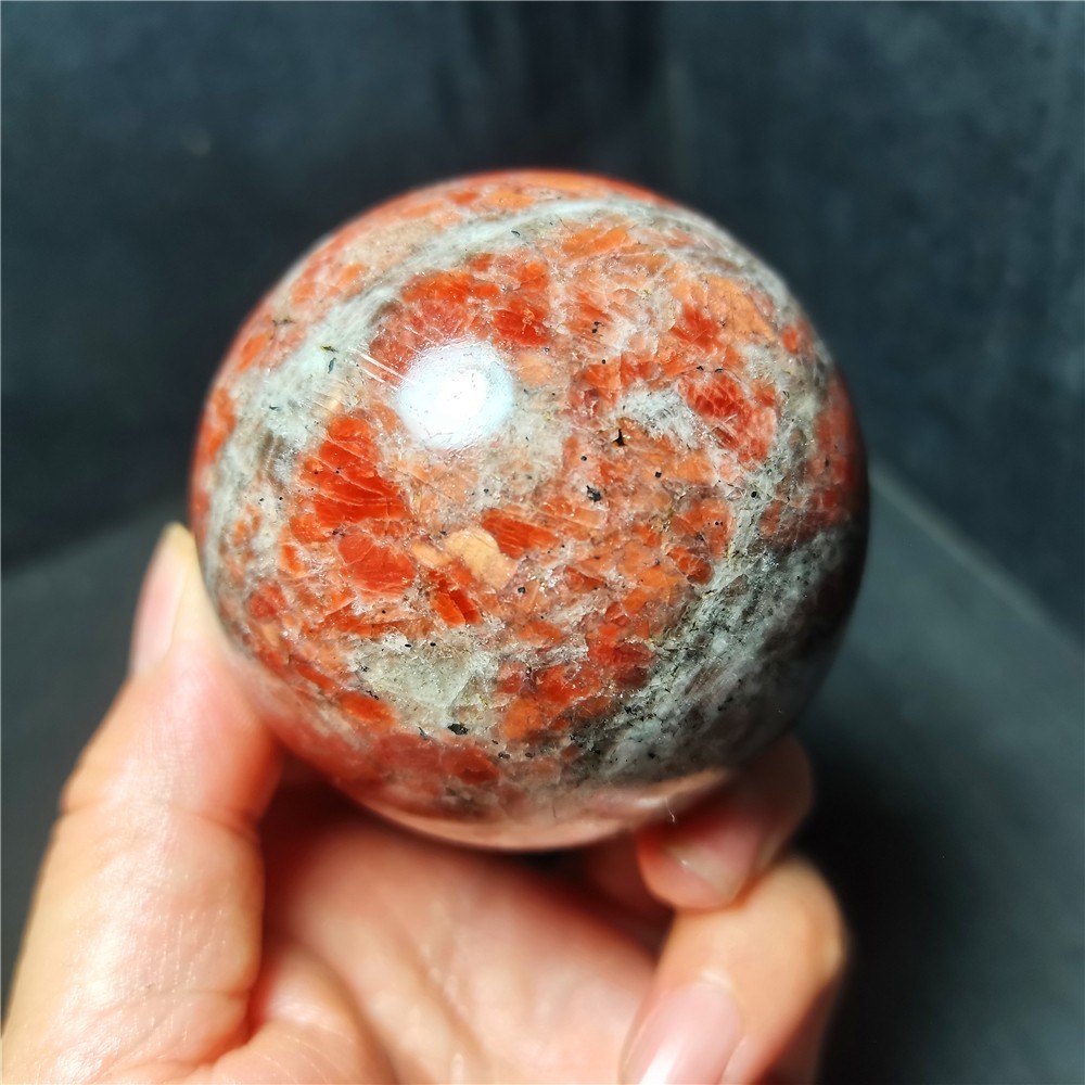 Rare 382G Natural Polished Gold Sun Agate Crystal Ball Healing A162