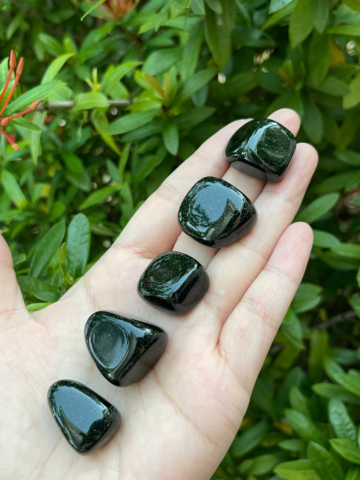 Grade A++ Green Goldstone Tumbled Stones 0.75″ – 1″, Pick How Many