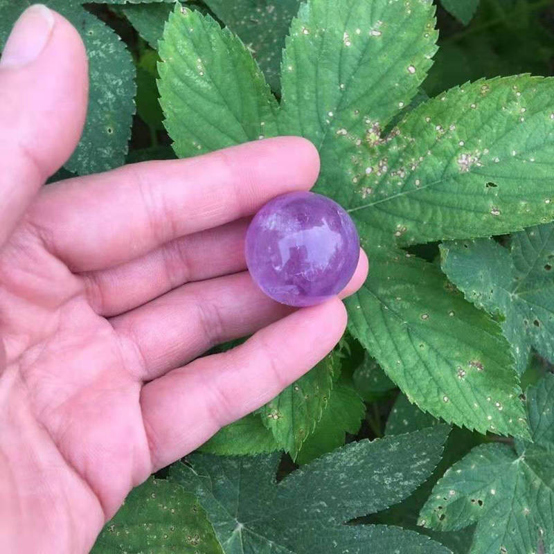 5Pcs 35mm Raw Natural Amethyst Ball Quartz Crystal Sphere Energy Decor W/ Stand