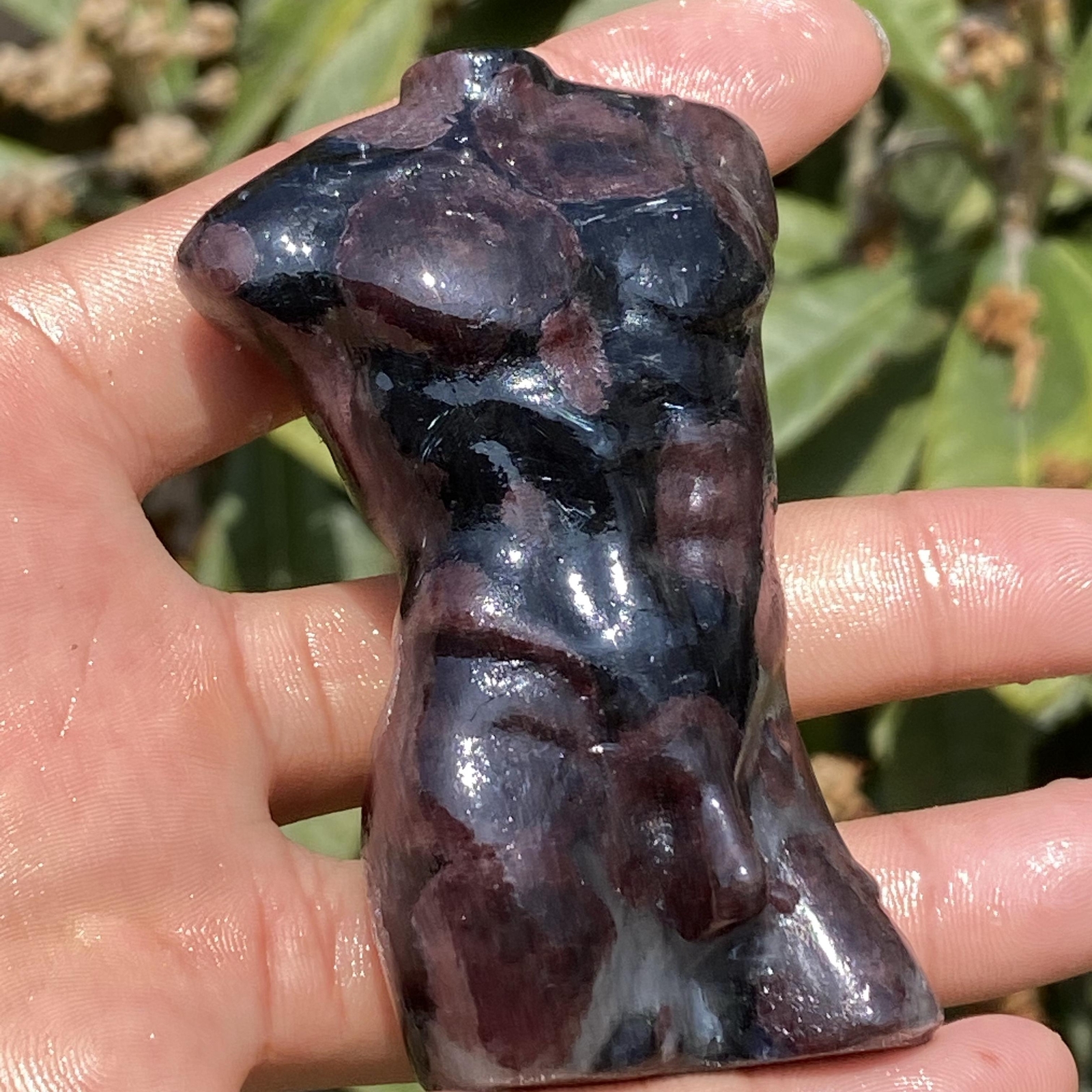 3in Natural Garnet male Quartz Crystal skull Body Sculpture Reiki 1PC