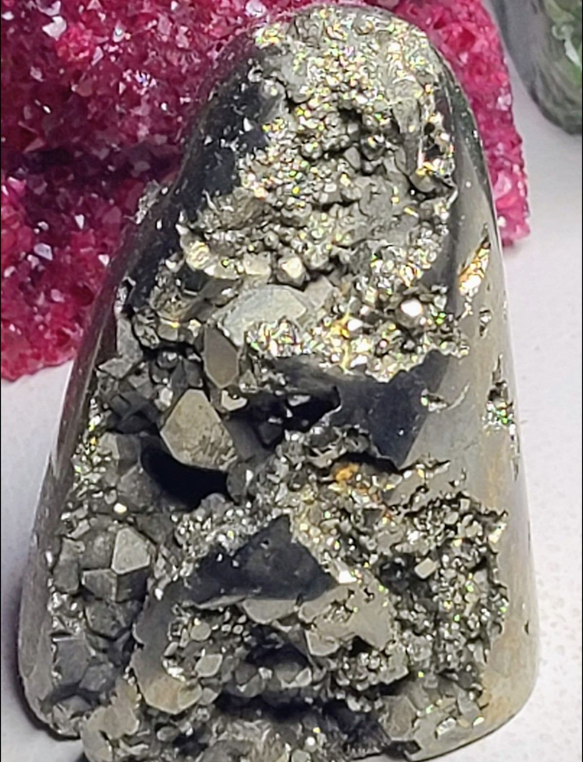 Golden AAA Druzy Peruvian Pyrite Crystal Freeform Geode