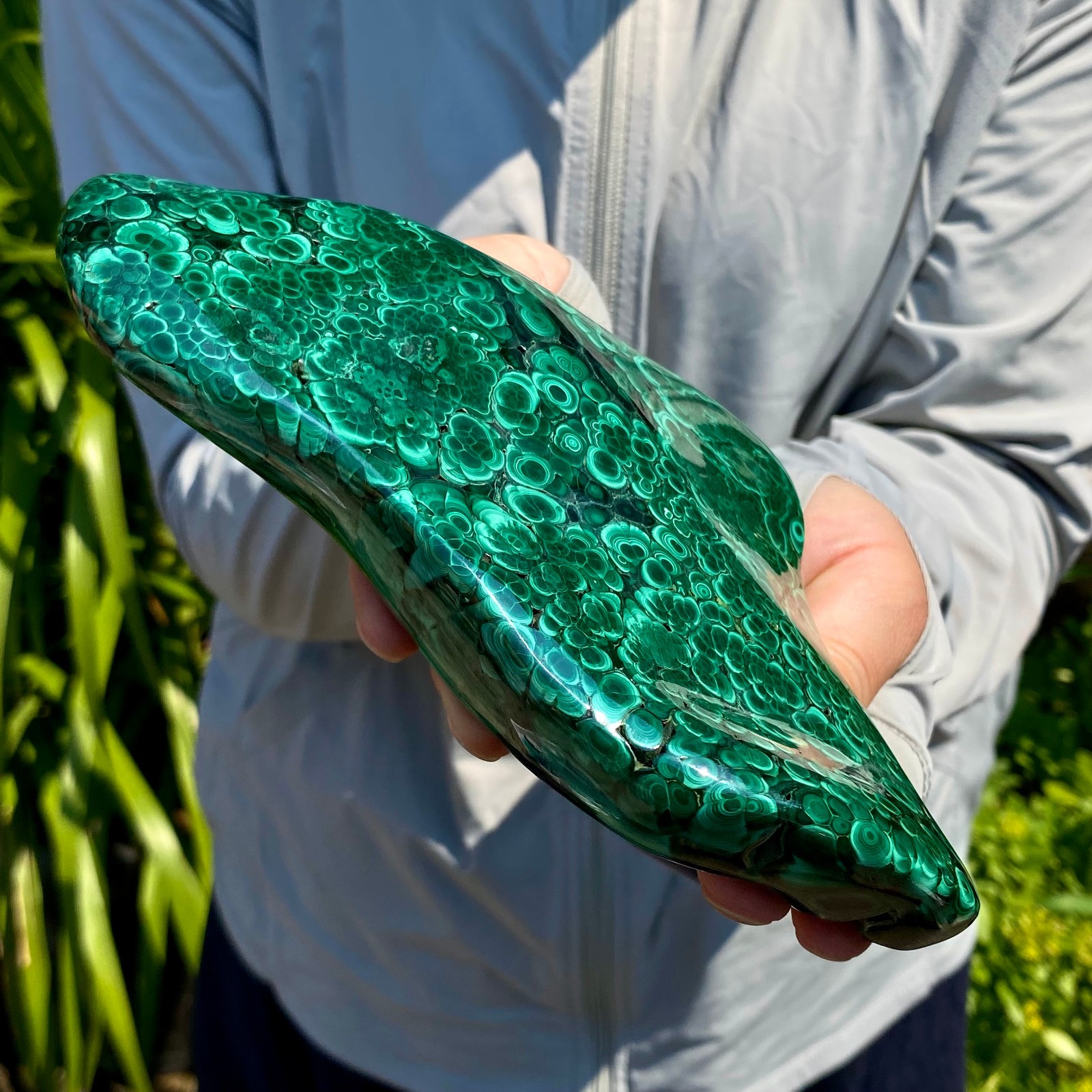 2.2LB Natural glossy Malachite transparent cluster rough mineral sample