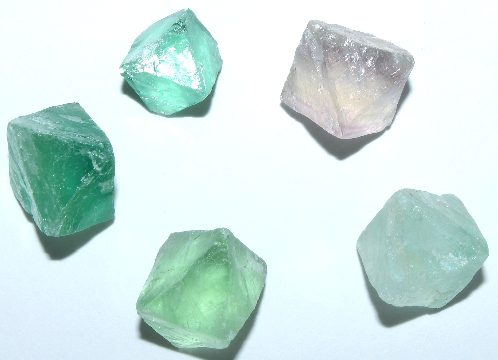 5 AAA Mexican Fluorite Octahedrons / Multi-Color / 38 grams / 3779