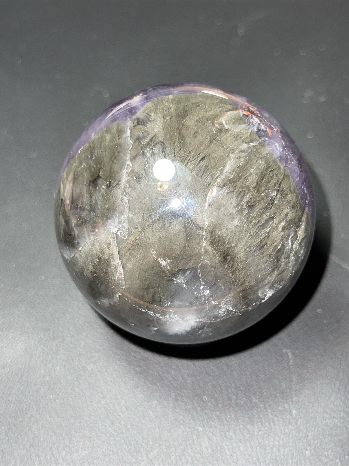 Auralite 23 Crystal Sphere Ball Orb Excellent Flash And a Rainbow 52.2mm 196g