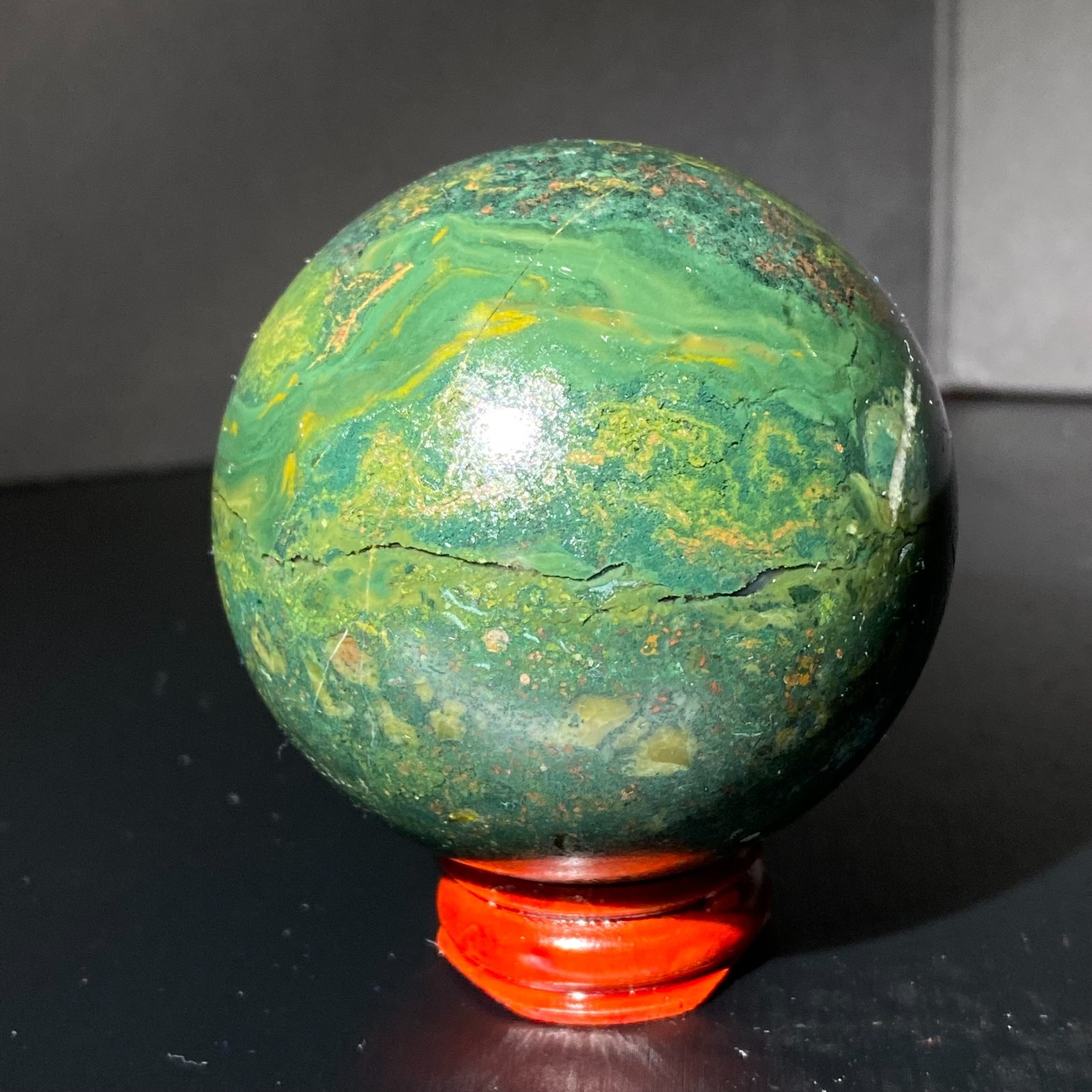 335G Natural Ocean Jasper Ball Crystal Sphere Mineral Specimen Energy Healing