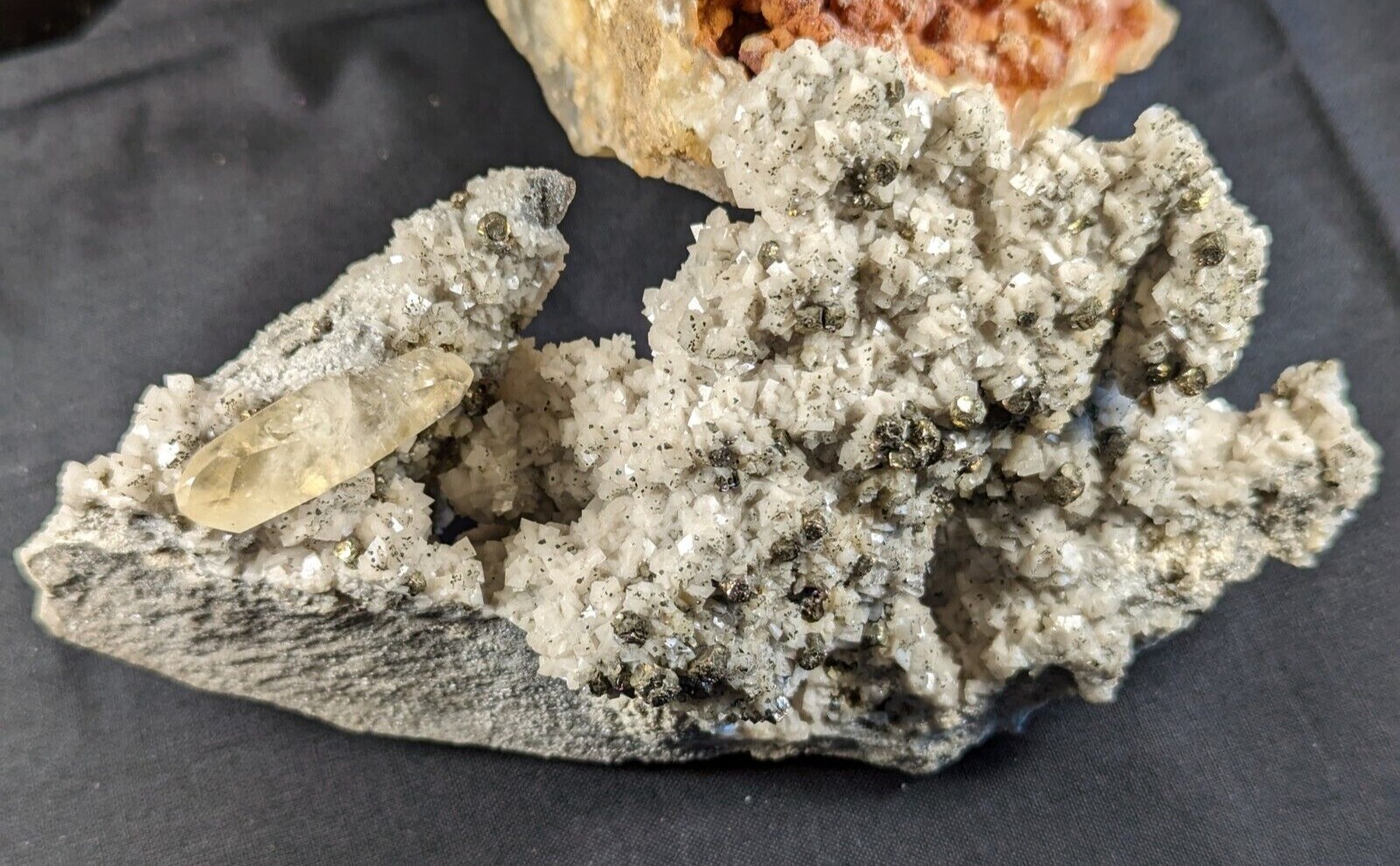 Golden Calcite and Chalcopyrite on Dolomite Mineral Specimen Missouri – Natural 