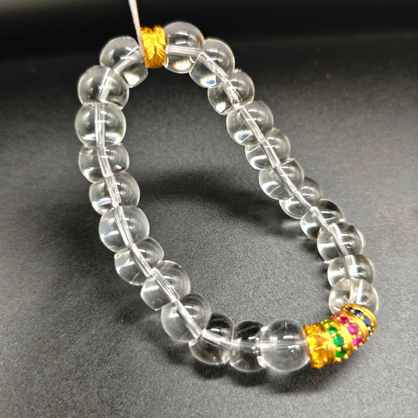 Large intestine shaped Natural Clear Quartz Crystal Gold copper alloy Bracelet