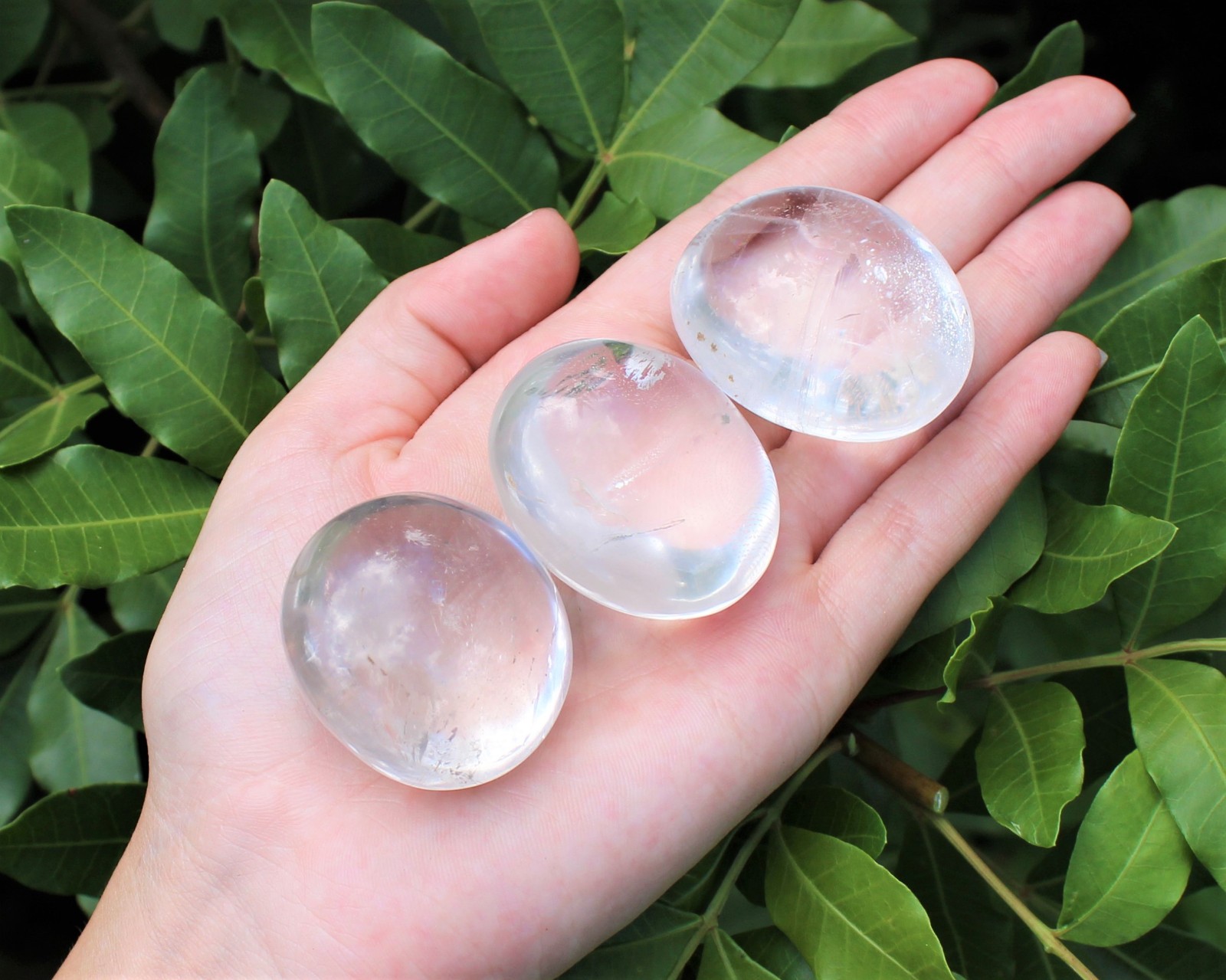 Clear Quartz Palm Stone – Hand Polished Natural Clear Quartz Crystal Pebble