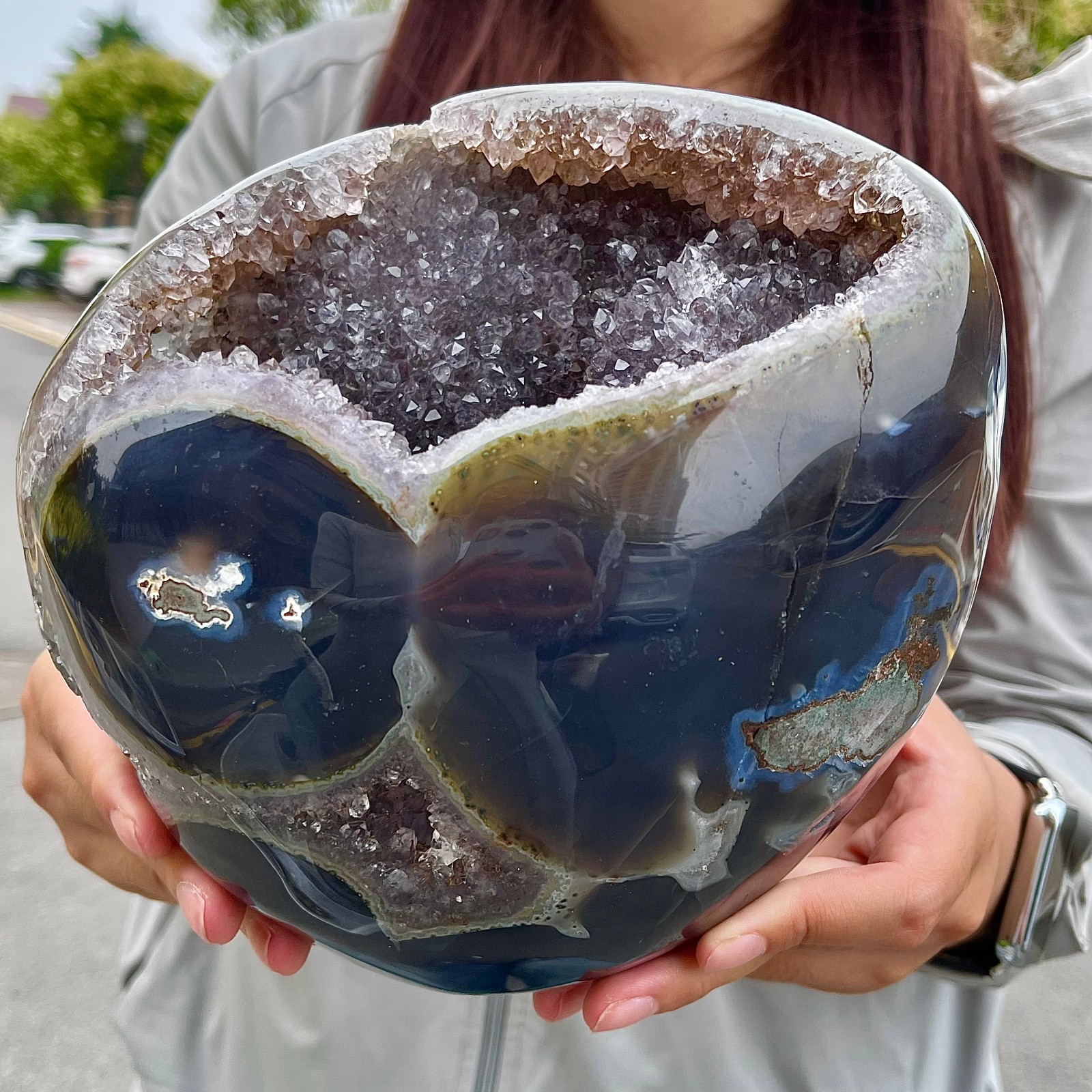 8.99LB High quality amethyst agate coin bags attract wealth crystal specimens