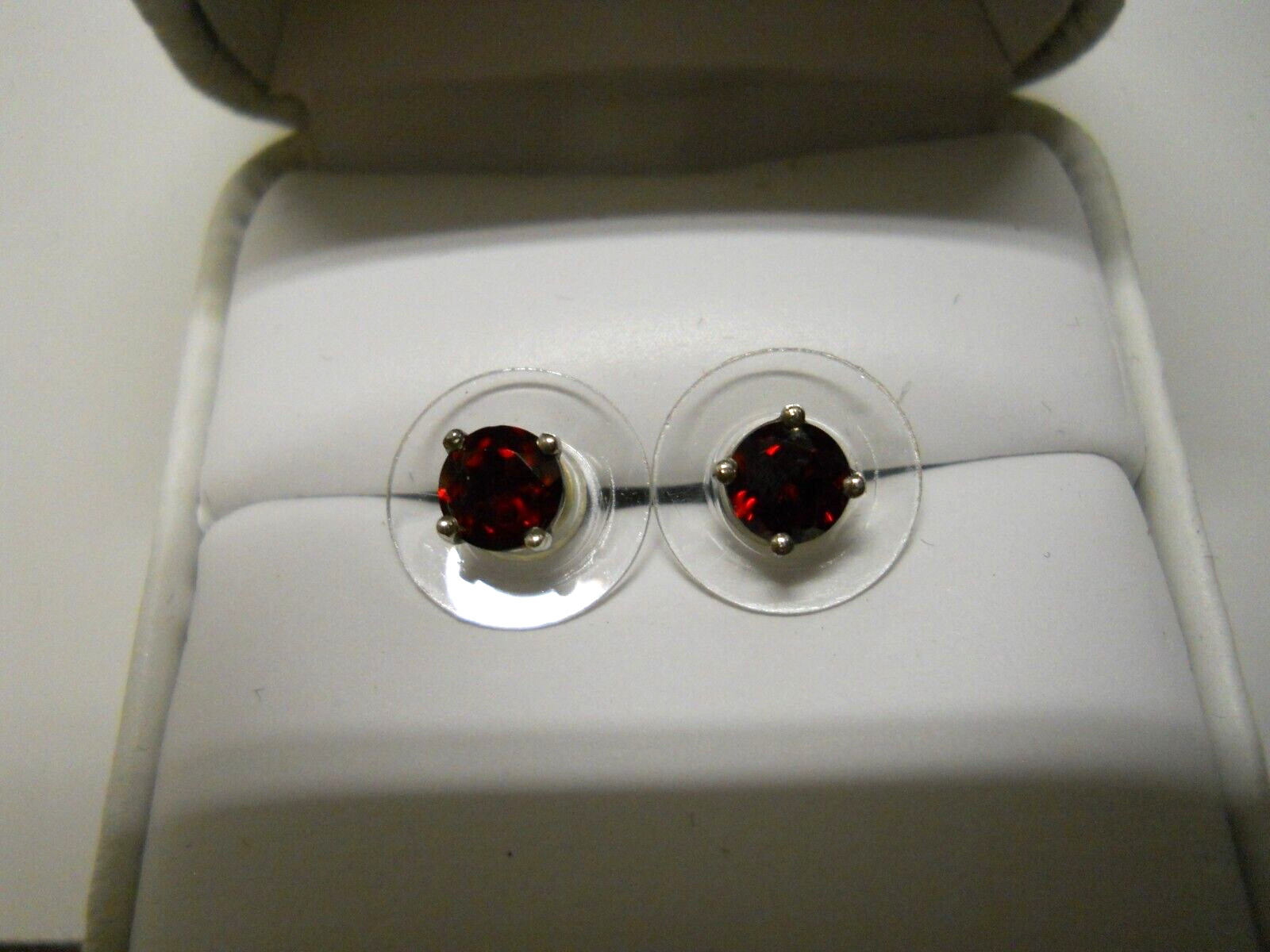 Sterling Silver Simulated Ruby 4.5mm Earrings Round Stud Gemstone Jewelry #745