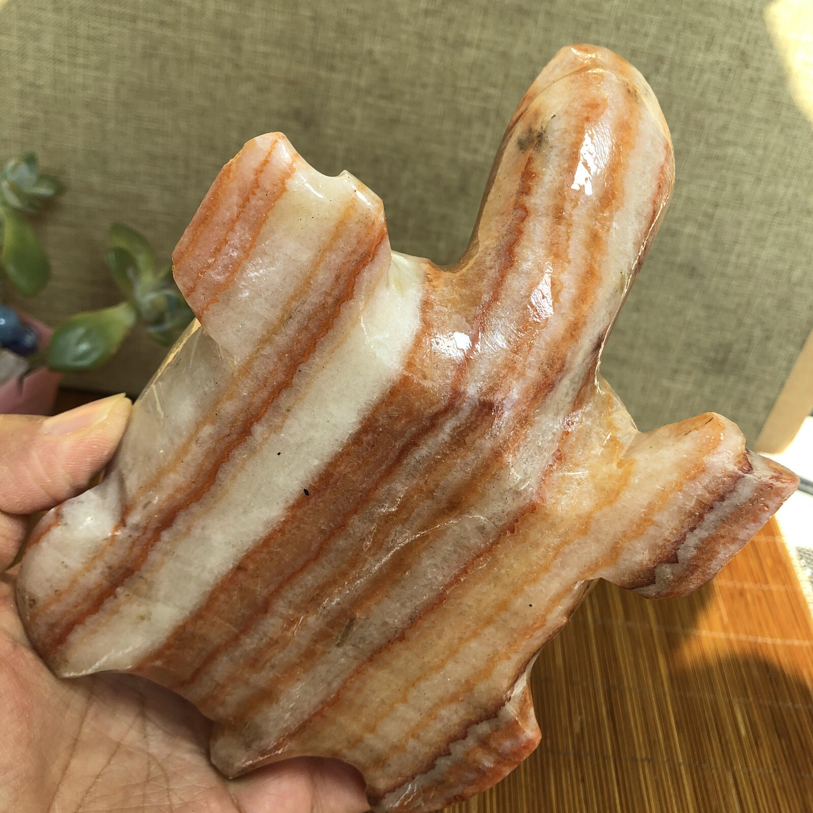 1.1kg Rare Natural Meat Pork Stone hand Carving Turtle specimen 155mm g5110