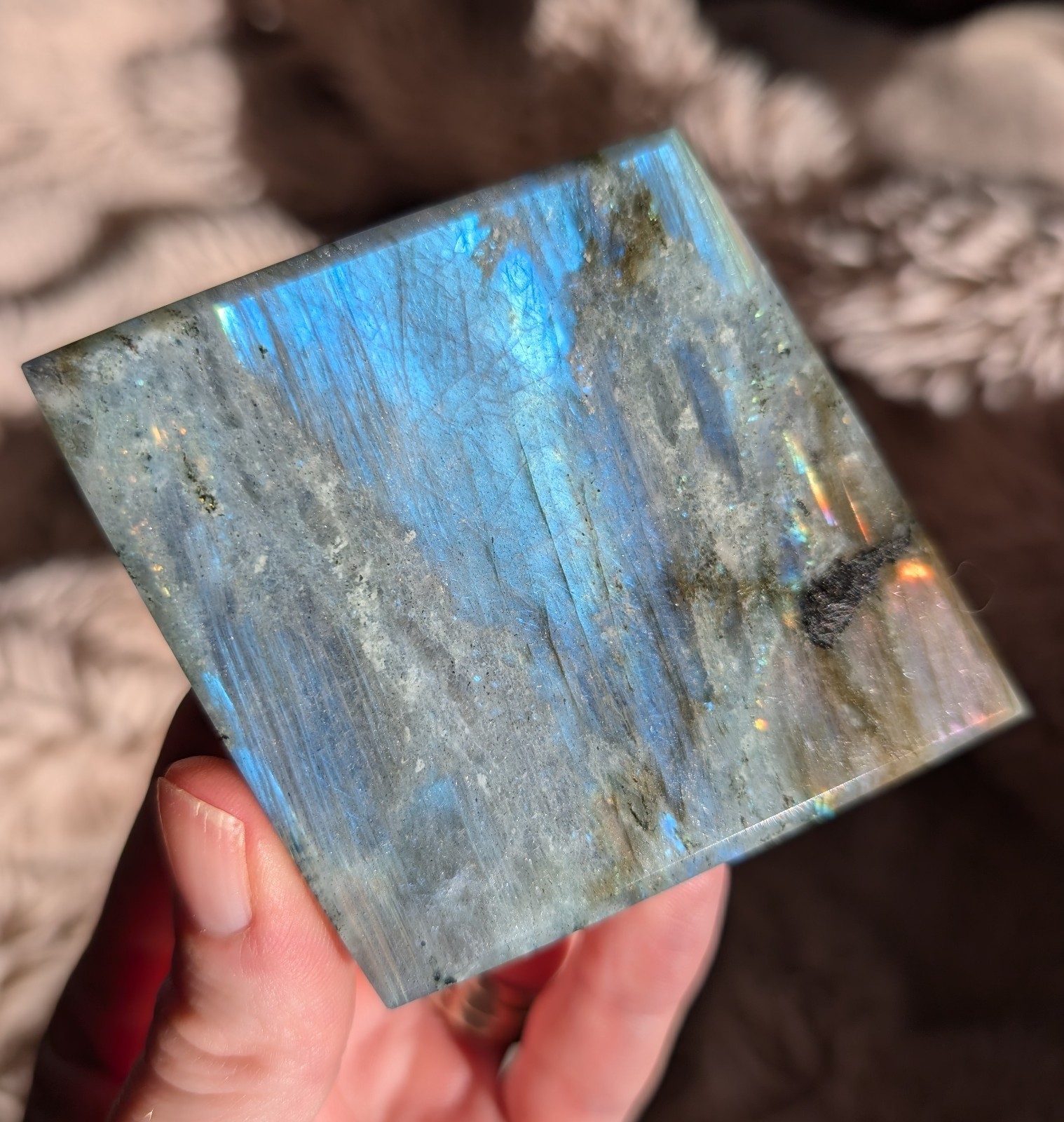 Labradorite Freeform Diamond Ornament Crystal Gemstone Chakra Flash