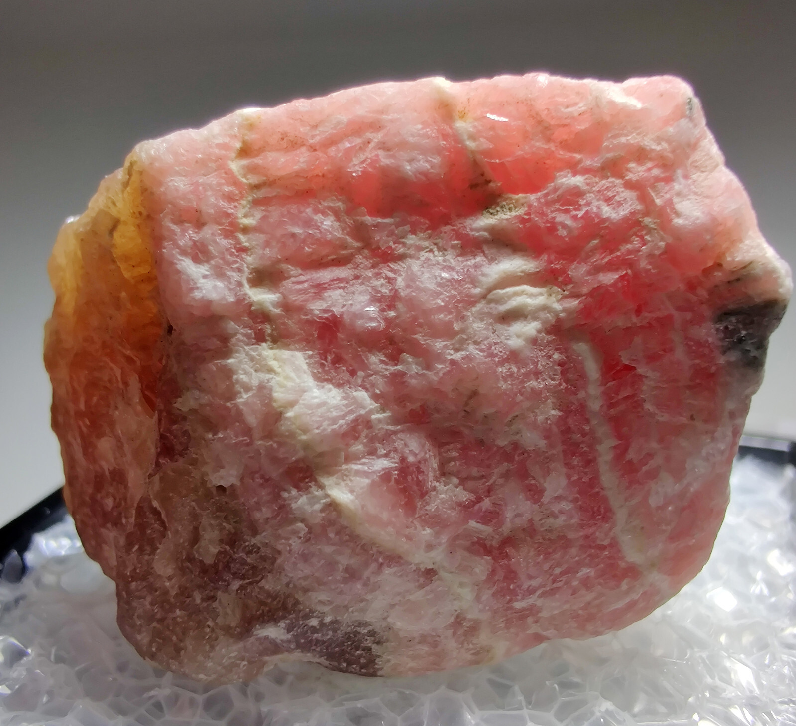 Rhodochrosite, banded layers. Capillitas Mining Dist. Argentina. 3 cm.