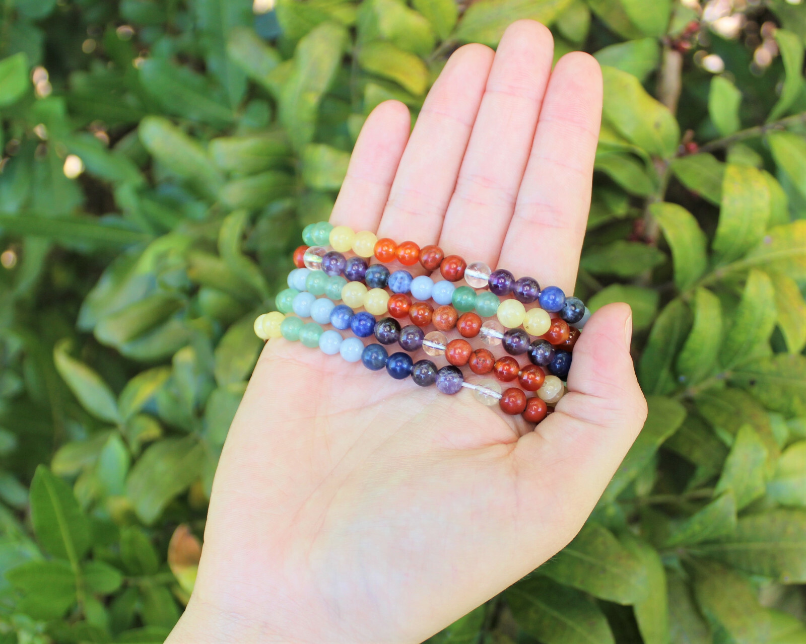 7 Chakra Bead Bracelet – 6 mm Round Gemstone Crystals (7 Chakra Bracelet)