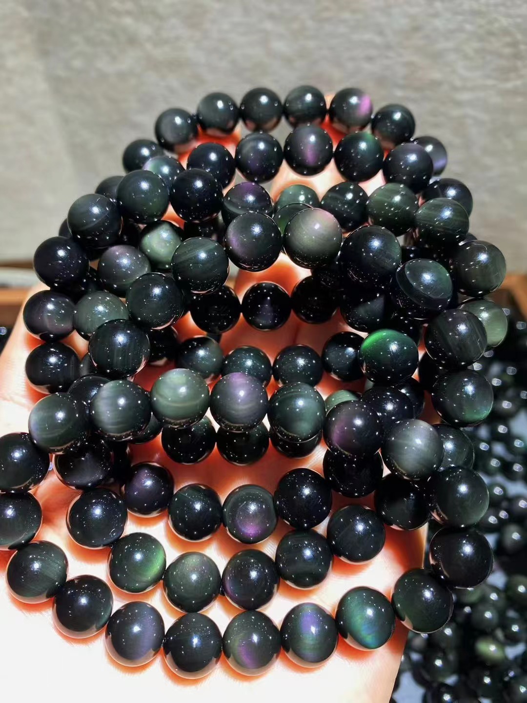 1pcs Natural Rainbow Obsidian 12mm Crystal Stretch Bracelet decorate