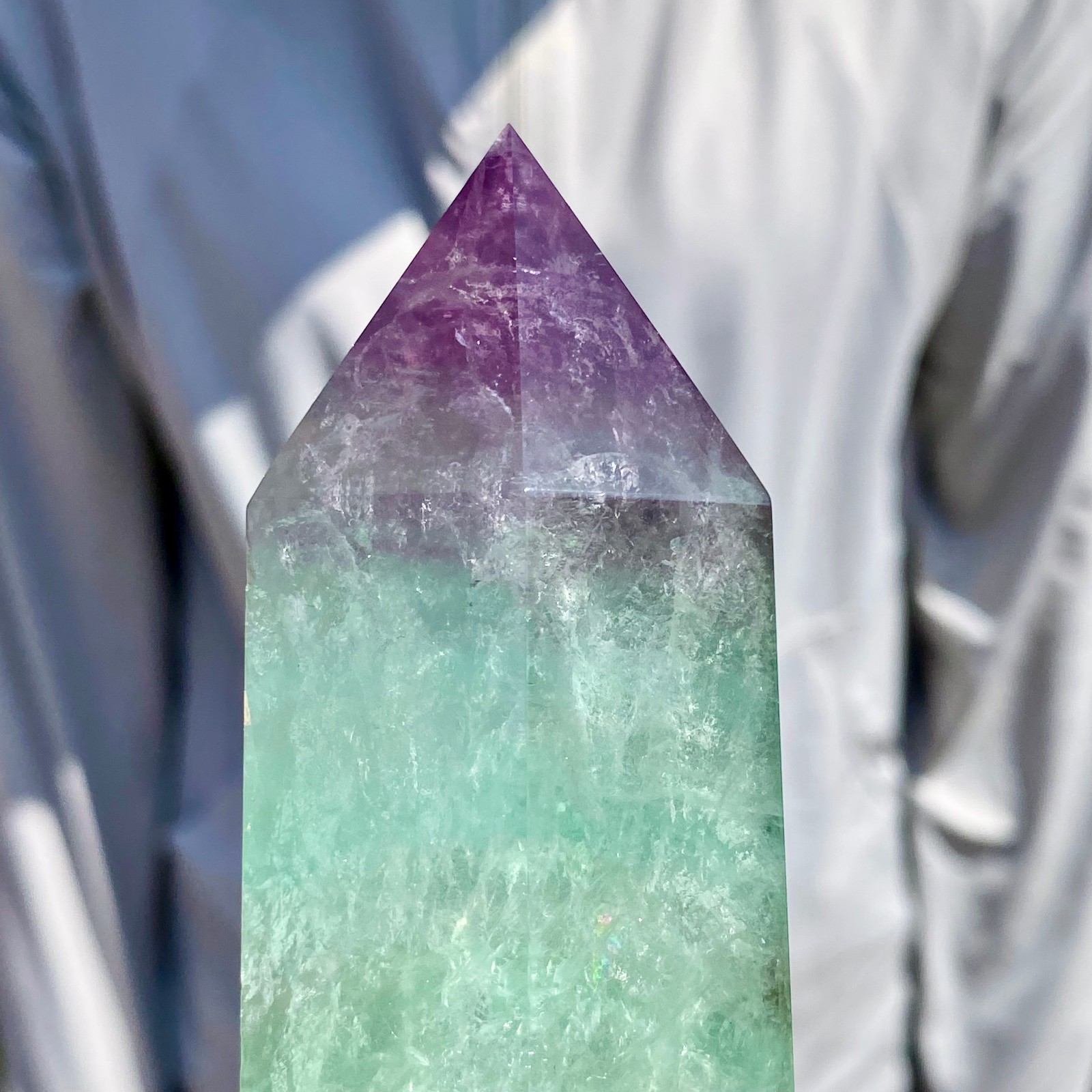 1.92LB Large Natural colored fluorite crystal column obelisk healing specimen