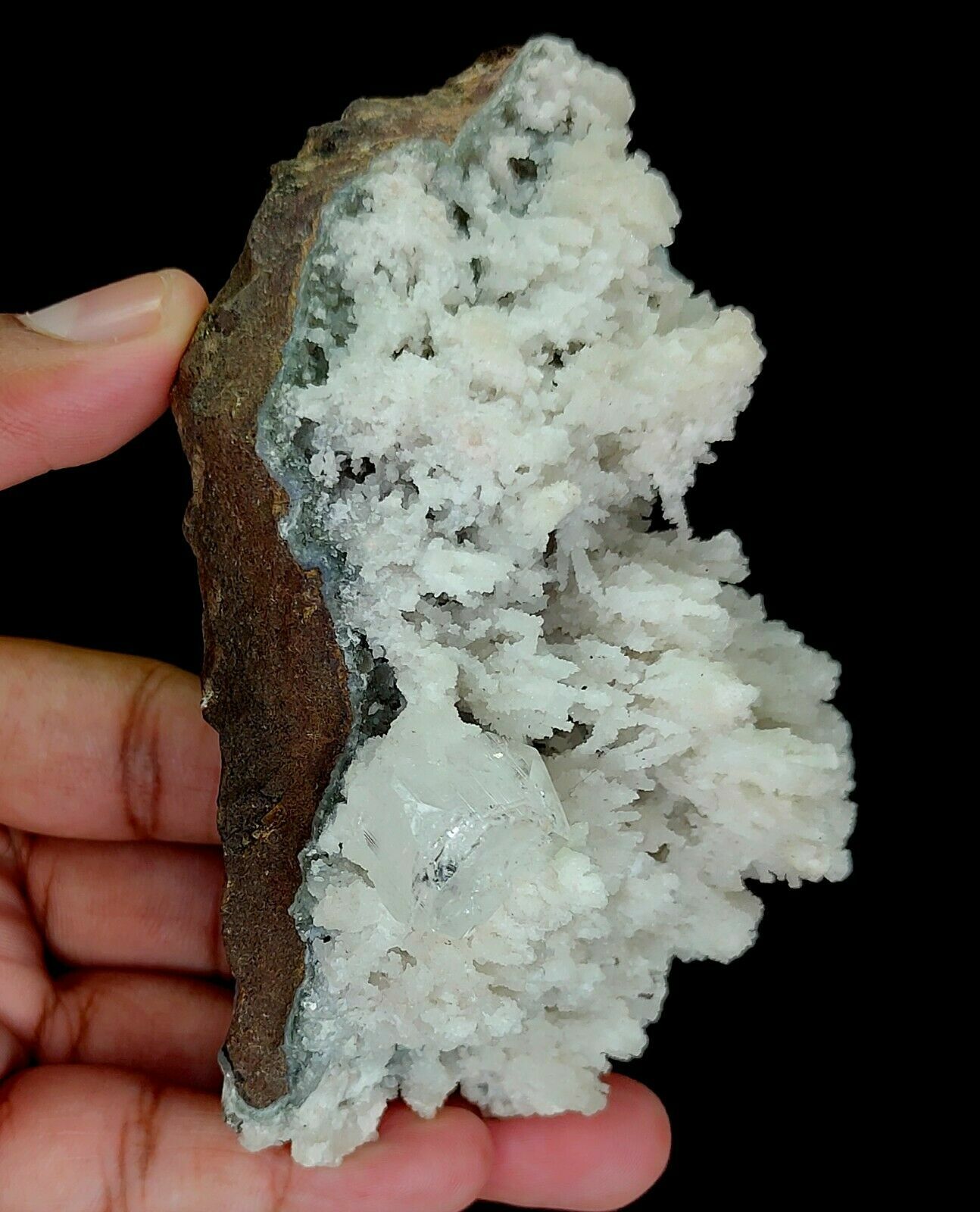 290g Natural Apophyllite & Coral Chalcedony Mineral Specimen – India